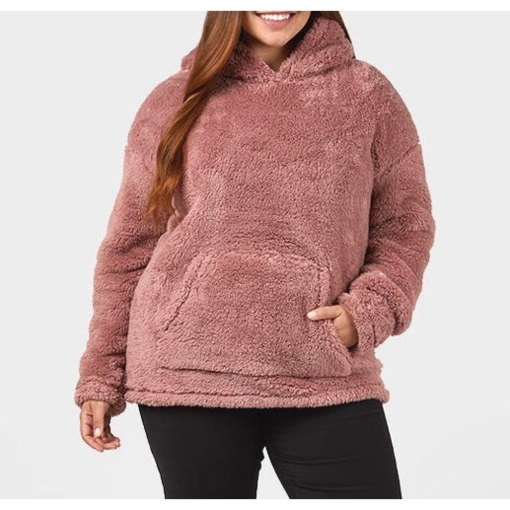 32° Degrees Women's Soft Plush Sherpa Pullover Hoodie - Spiced Chai - Large